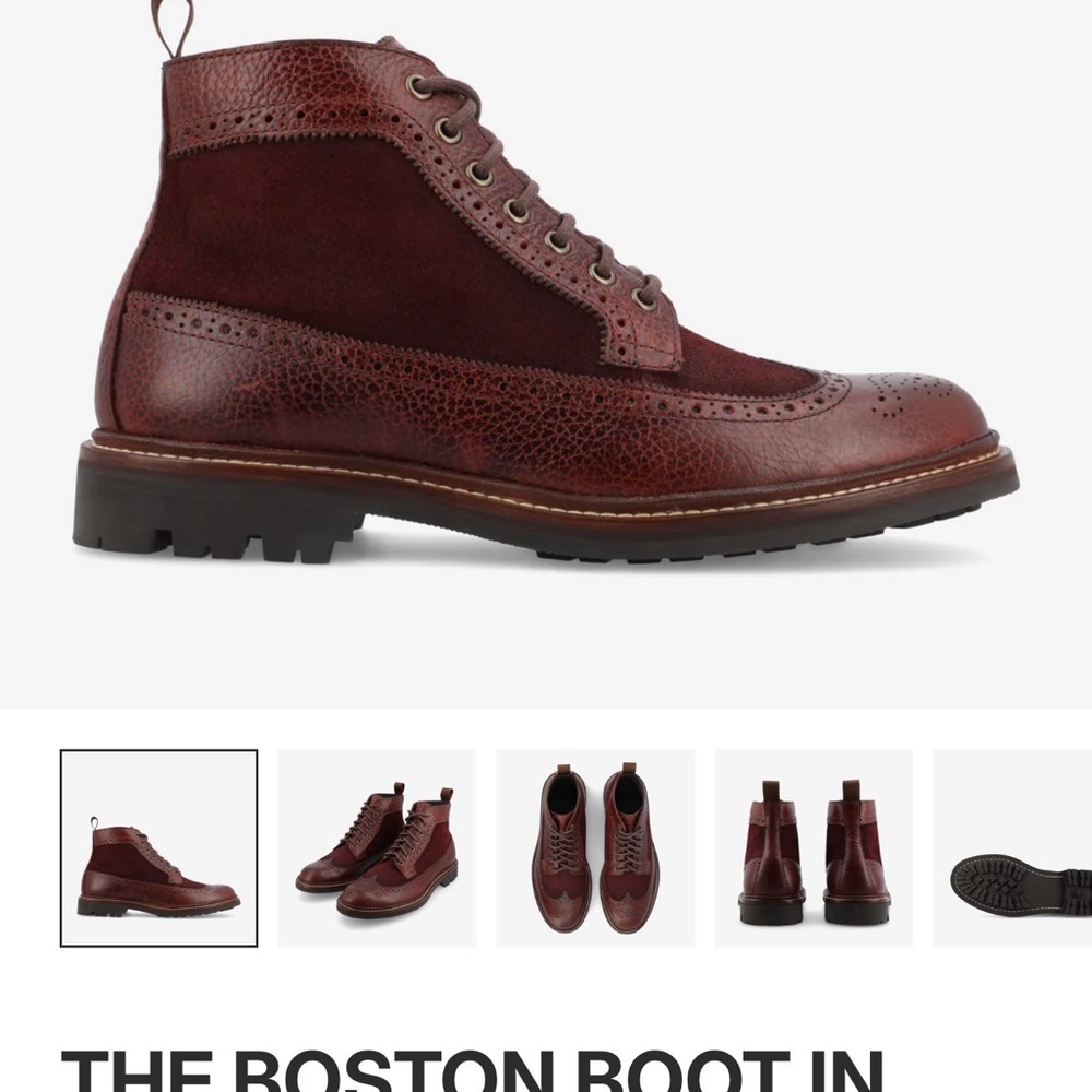Taft Maroon Leather and Suede Boots